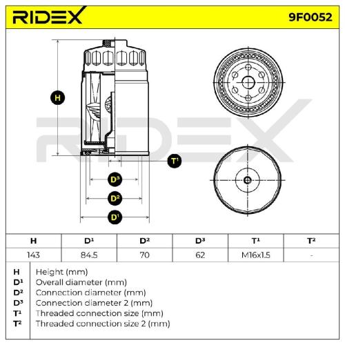 RIDEX 9F0052 Kraftstofffilter Screw-on Filter für HYUNDAI ix35 (LM, EL, ELH) Bild RIDEX 9F0052 Kraftstofffilter Screw-on Filter für HYUNDAI ix35 (LM, EL, ELH)