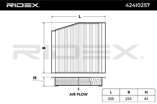 RIDEX 424I0257 Innenraumfilter Pollenfilter Aktivkohlefilter Höhe: 44 Breite: Bild RIDEX 424I0257 Innenraumfilter Pollenfilter Aktivkohlefilter Höhe: 44 Breite: