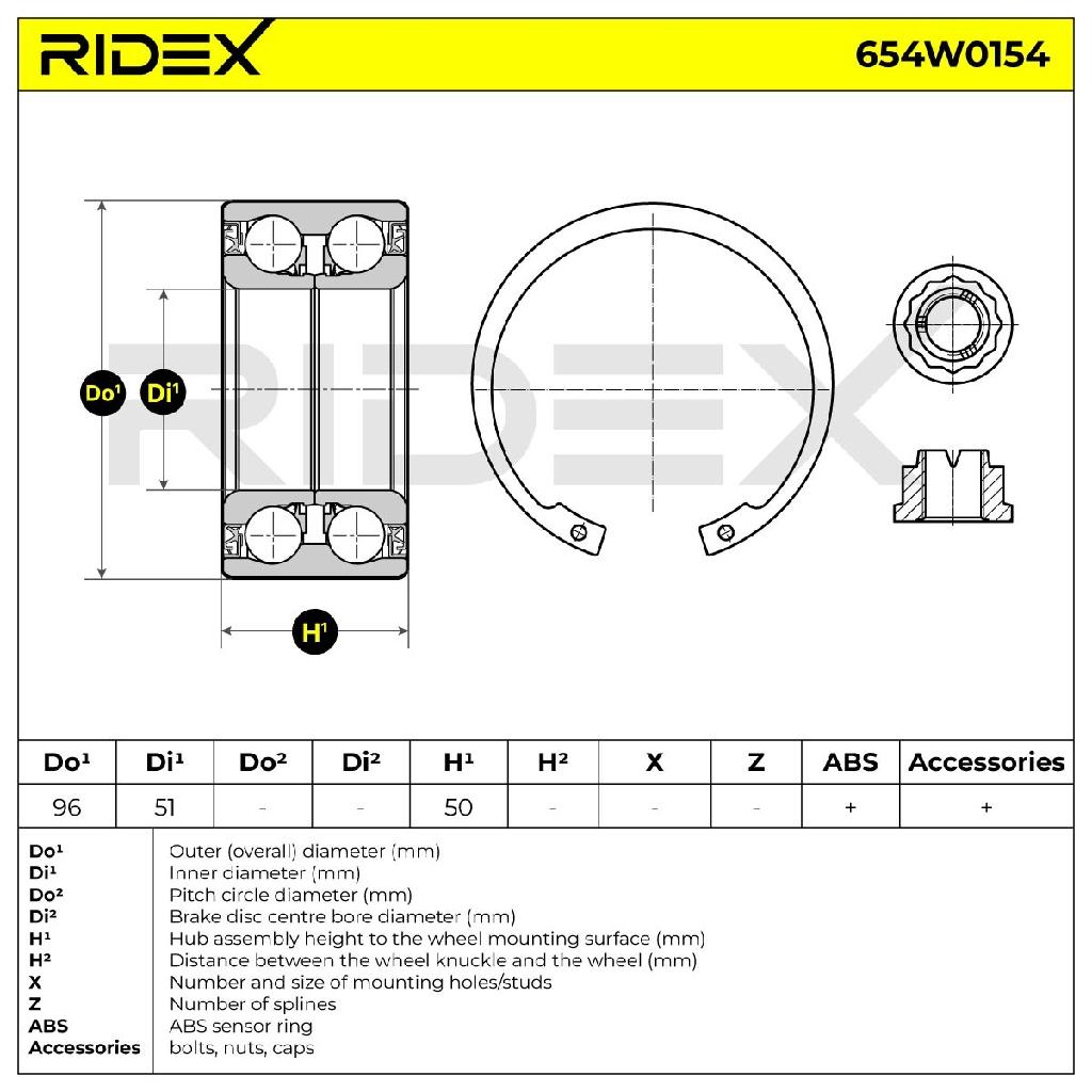 RIDEX 654W0154 Radlagersatz pro 1 Rad Hinten beidseitig Vorne für VW Touareg