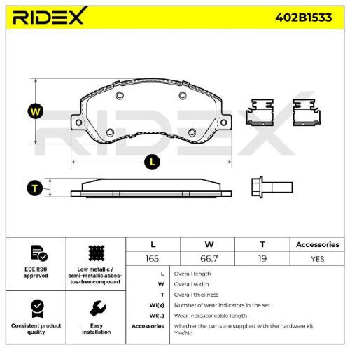 RIDEX Bremsbelagsatz Bremsbeläge Vorne für VW Amarok Pickup Bild RIDEX Bremsbelagsatz Bremsbeläge Vorne für VW Amarok Pickup