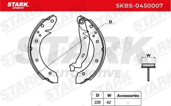 STARK Bremsbacken Satz für Trommelbremse Hinten mit Hebel für CITROËN 228mm Bild STARK Bremsbacken Satz für Trommelbremse Hinten mit Hebel für CITROËN 228mm