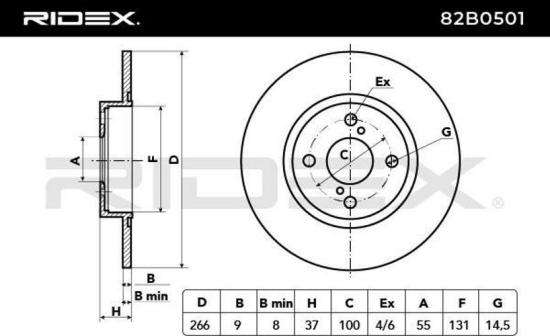 RIDEX 82B0501 2x Bremsscheiben Hinten Ø266mm voll für VW Golf 1II (1H1) Bild RIDEX 82B0501 2x Bremsscheiben Hinten Ø266mm voll für VW Golf 1II (1H1)