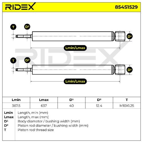 RIDEX 854S1529 2x Stoßdämpfer Gasdruck Hinten für BMW 3 Limousine (E46) 7385553 Bild RIDEX 854S1529 2x Stoßdämpfer Gasdruck Hinten für BMW 3 Limousine (E46) 7385553