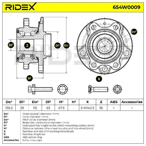 RIDEX 654W0009 Radlagersatz pro 1 Rad Vorne beidseitig für VW 1K0407621C Bild RIDEX 654W0009 Radlagersatz pro 1 Rad Vorne beidseitig für VW 1K0407621C