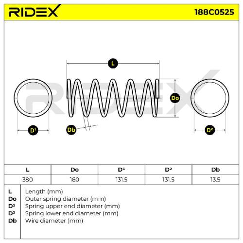 RIDEX 188C0525 2x Federn Fahrwerksfedern Vorne für CITROËN 5002QJ 500271 Bild RIDEX 188C0525 2x Federn Fahrwerksfedern Vorne für CITROËN 5002QJ 500271