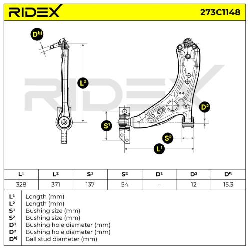 RIDEX 273C1148 Lenker Radaufhängung Querlenker Front links für VW TIGUAN (5N) Bild RIDEX 273C1148 Lenker Radaufhängung Querlenker Front links für VW TIGUAN (5N)