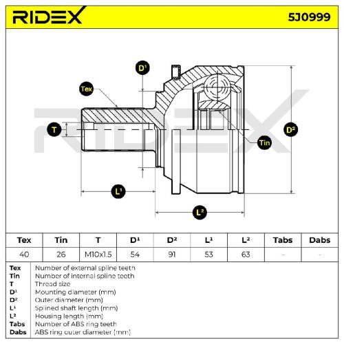 RIDEX 5J0999 Gelenksatz Antriebswelle Achswelle Vorne links rechts für VOLVO Bild RIDEX 5J0999 Gelenksatz Antriebswelle Achswelle Vorne links rechts für VOLVO