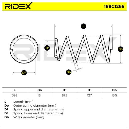 RIDEX 188C1266 2x Federn Fahrwerksfedern Vorne für VOLVO V40 Schrägheck Bild RIDEX 188C1266 2x Federn Fahrwerksfedern Vorne für VOLVO V40 Schrägheck