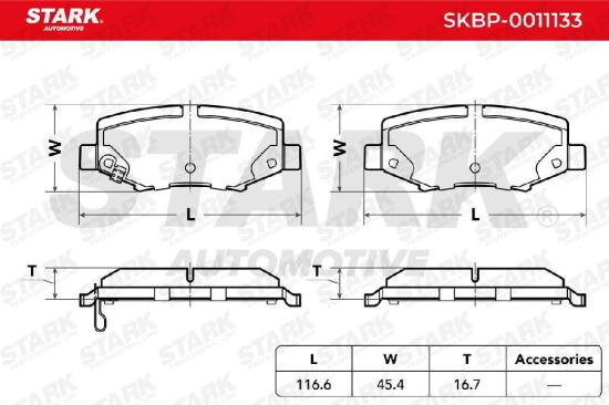 STARK Bremsbelagsatz Bremsbeläge Hinten für JEEP WRANGLER III (JK) für DODGE Bild STARK Bremsbelagsatz Bremsbeläge Hinten für JEEP WRANGLER III (JK) für DODGE