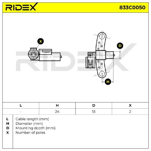 RIDEX Kurbelwellensensor 833C0050 Induktivsensor ohne Kabel für RENAULT Clio 1I Bild RIDEX Kurbelwellensensor 833C0050 Induktivsensor ohne Kabel für RENAULT Clio 1I