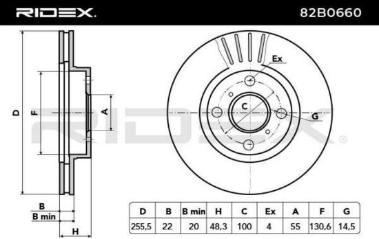 RIDEX 82B0660 2x Bremsscheiben Vorne Ø255mm Belüftet für VW Golf 1II (1H1) Bild RIDEX 82B0660 2x Bremsscheiben Vorne Ø255mm Belüftet für VW Golf 1II (1H1)
