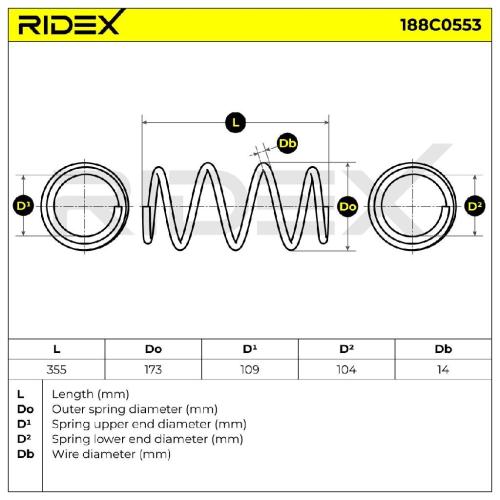 RIDEX 188C0553 2x Federn Fahrwerksfedern Vorne für RENAULT 540100006R Bild RIDEX 188C0553 2x Federn Fahrwerksfedern Vorne für RENAULT 540100006R