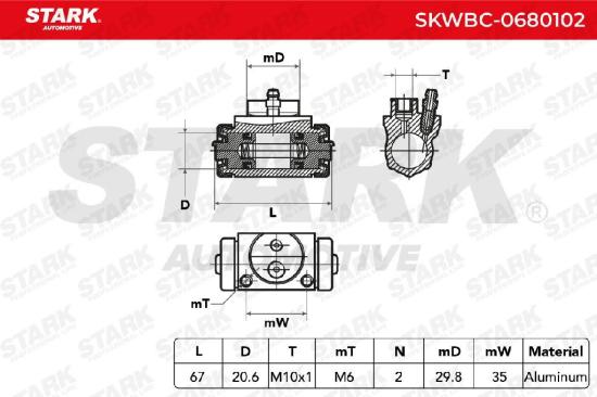STARK SKWBC-0680102 1x Radbremszylinder Trommelbremse Radzylinder Hinten Bild STARK SKWBC-0680102 1x Radbremszylinder Trommelbremse Radzylinder Hinten