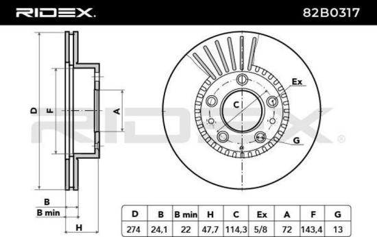 RIDEX 82B0317 2x Bremsscheiben Vorne Ø273,6mm Belüftet für MAZDA 6 Kombi Bild RIDEX 82B0317 2x Bremsscheiben Vorne Ø273,6mm Belüftet für MAZDA 6 Kombi