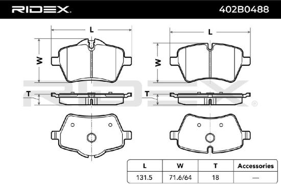 RIDEX Bremsbelagsatz Bremsbeläge Vorne für MINI Schrägheck (R56) Schrägheck Bild RIDEX Bremsbelagsatz Bremsbeläge Vorne für MINI Schrägheck (R56) Schrägheck