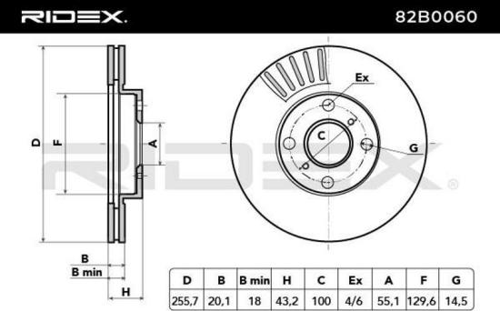 RIDEX 82B0060 2x Bremsscheiben Vorne Ø255mm Belüftet für TOYOTA 435120D020 Bild RIDEX 82B0060 2x Bremsscheiben Vorne Ø255mm Belüftet für TOYOTA 435120D020