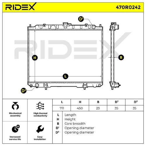 RIDEX 470R0242 Motorkühler / Wasserkühler für NISSAN X-TRAIL (T30) 214108H800 Bild RIDEX 470R0242 Motorkühler / Wasserkühler für NISSAN X-TRAIL (T30) 214108H800