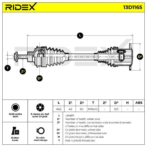 RIDEX Antriebswelle Achswelle Vorne rechts links für AUDI A4 B9 Avant (8W5, 8WD) Bild RIDEX Antriebswelle Achswelle Vorne rechts links für AUDI A4 B9 Avant (8W5, 8WD)