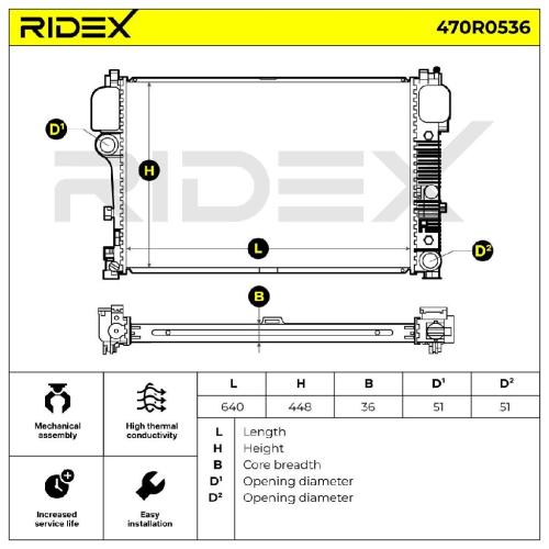 RIDEX 470R0536 Motorkühler / Wasserkühler passend für MERCEDES-BENZ 2215000003 Bild RIDEX 470R0536 Motorkühler / Wasserkühler passend für MERCEDES-BENZ 2215000003