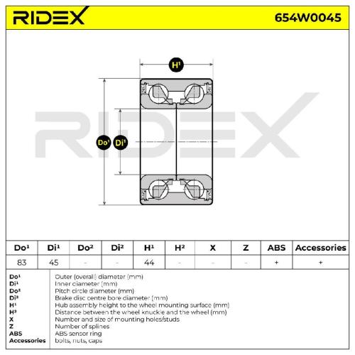 RIDEX 654W0045 Radlagersatz pro 1 Rad Vorne beidseitig passend für PEUGEOT Bild RIDEX 654W0045 Radlagersatz pro 1 Rad Vorne beidseitig passend für PEUGEOT