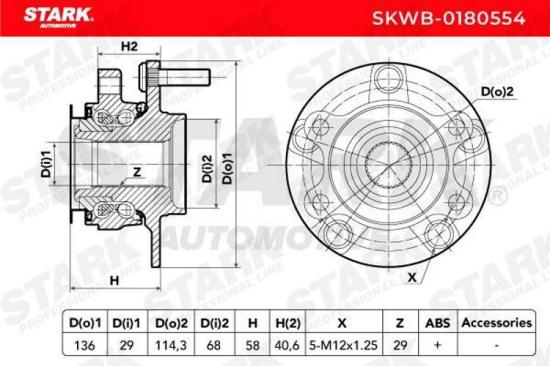 STARK SKWB-0180554 Radlagersatz pro 1 Rad Vorne beidseitig für NISSAN 402022560R Bild STARK SKWB-0180554 Radlagersatz pro 1 Rad Vorne beidseitig für NISSAN 402022560R