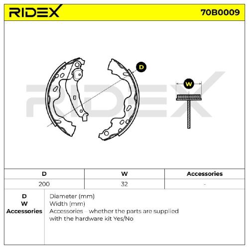RIDEX Bremsbacken Satz für Trommelbremse Hinten mit Handbremshebel für TOYOTA Bild RIDEX Bremsbacken Satz für Trommelbremse Hinten mit Handbremshebel für TOYOTA