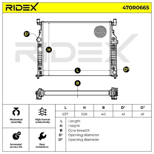 RIDEX 470R0665 Motorkühler / Wasserkühler für Fahrzeuge mit Ölkühler A1645000703 Bild RIDEX 470R0665 Motorkühler / Wasserkühler für Fahrzeuge mit Ölkühler A1645000703