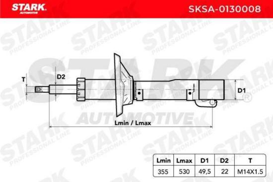 STARK SKSA-0130008 2x Stoßdämpfer Federbein Gasdruck Vorne für VW JZW413031B Bild STARK SKSA-0130008 2x Stoßdämpfer Federbein Gasdruck Vorne für VW JZW413031B