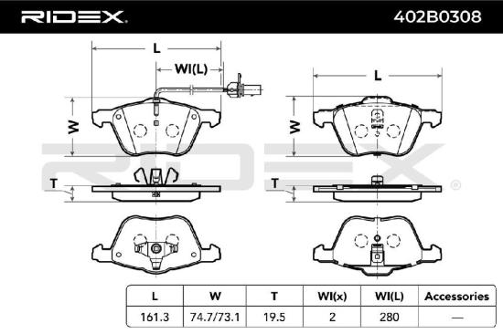 RIDEX Bremsbelagsatz Bremsbeläge Vorne für VW Transporter T1V Bus SHARAN Bild RIDEX Bremsbelagsatz Bremsbeläge Vorne für VW Transporter T1V Bus SHARAN