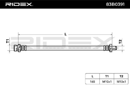 RIDEX Bremsschlauch 83B0391 VORNE BREMSSCHLÄUCHE Länge: 165mm für MITSUBISHI Bild RIDEX Bremsschlauch 83B0391 VORNE BREMSSCHLÄUCHE Länge: 165mm für MITSUBISHI