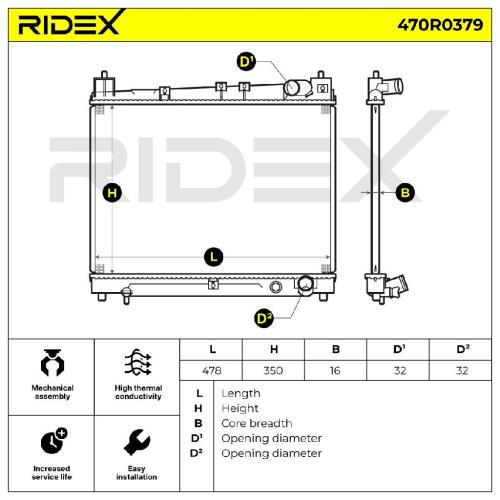 RIDEX 470R0379 Motorkühler / Wasserkühler für TOYOTA Yaris Schrägheck (P1) Bild RIDEX 470R0379 Motorkühler / Wasserkühler für TOYOTA Yaris Schrägheck (P1)