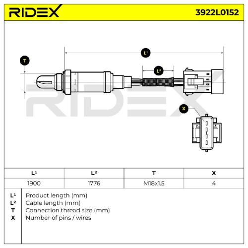 RIDEX 3922L0152 Lambdasonde Oxygen O2 Sensor Beheizt für VW Transporter T1V Bus Bild RIDEX 3922L0152 Lambdasonde Oxygen O2 Sensor Beheizt für VW Transporter T1V Bus