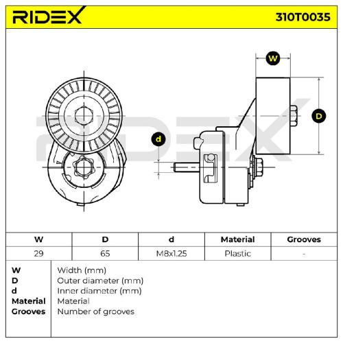 RIDEX 310T0035 Spannrolle Keilrippenriemen für FIAT GRANDE PUNTO (199) 46406204 Bild RIDEX 310T0035 Spannrolle Keilrippenriemen für FIAT GRANDE PUNTO (199) 46406204
