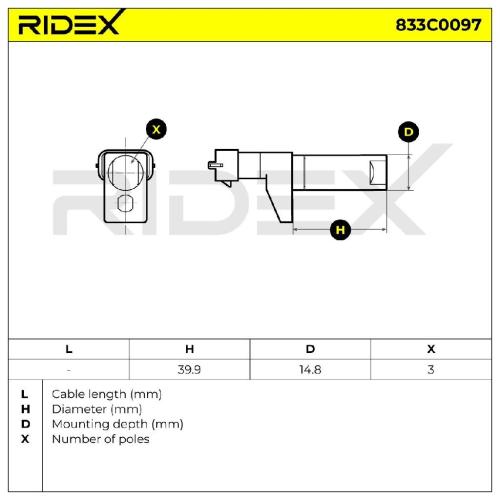 RIDEX Kurbelwellensensor 833C0097 Anzahl der Steckkontakte: 3 Hallsensor ohne Bild RIDEX Kurbelwellensensor 833C0097 Anzahl der Steckkontakte: 3 Hallsensor ohne