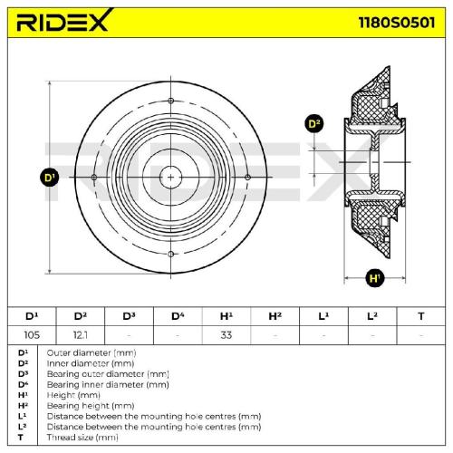 RIDEX 1180S0501 Federbeinstützlager ohne Kugellager Vorne für OPEL 55706341 Bild RIDEX 1180S0501 Federbeinstützlager ohne Kugellager Vorne für OPEL 55706341
