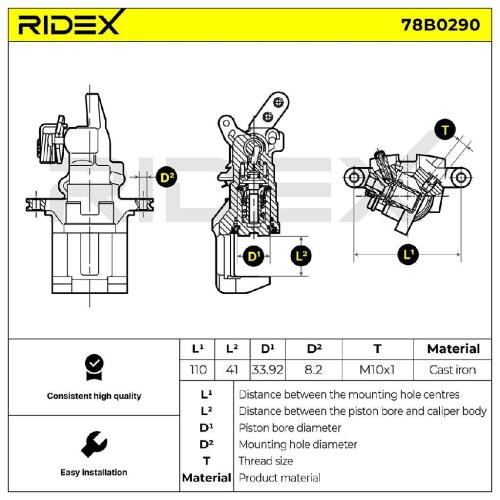 RIDEX 78B0290 Bremssattel Bremszange Hinten rechts für HONDA ACCORD IV (CB) für Bild RIDEX 78B0290 Bremssattel Bremszange Hinten rechts für HONDA ACCORD IV (CB) für