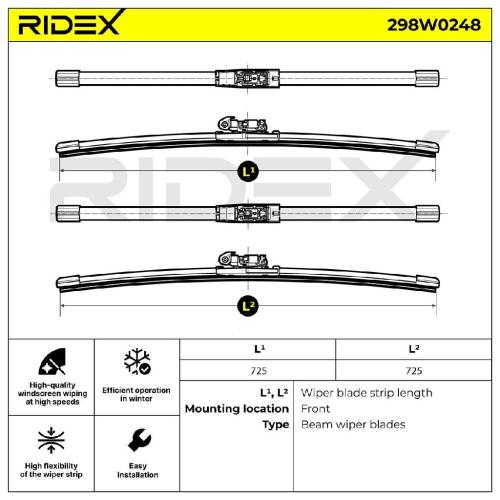 2x RIDEX Scheibenwischer Satz Wischerblätter Satz mit Spoiler Vorne Länge 1: Top Bild 2x RIDEX Scheibenwischer Satz Wischerblätter Satz mit Spoiler Vorne Länge 1: Top