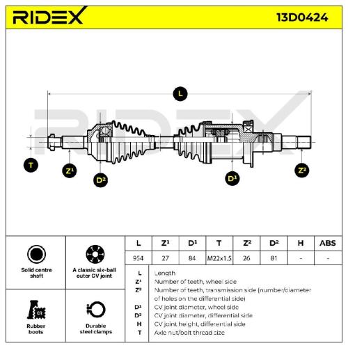RIDEX Antriebswelle Achswelle Vorderachse/Vorne rechts für JAGUAR C2S20492 Bild RIDEX Antriebswelle Achswelle Vorderachse/Vorne rechts für JAGUAR C2S20492