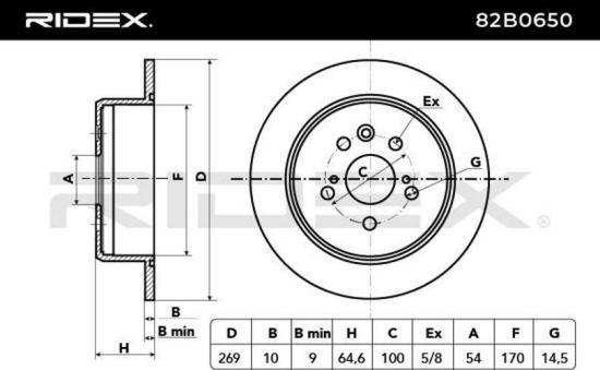 RIDEX 82B0650 2x Bremsscheiben Hinten Ø269mm voll für TOYOTA CELICA Bild RIDEX 82B0650 2x Bremsscheiben Hinten Ø269mm voll für TOYOTA CELICA