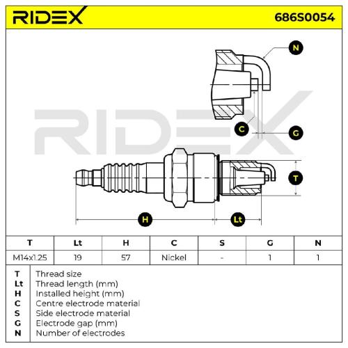 RIDEX 686S0054 Zündkerze Nickel Spanner Size: 20,8 Gewindelänge: 19 für LADA Bild RIDEX 686S0054 Zündkerze Nickel Spanner Size: 20,8 Gewindelänge: 19 für LADA