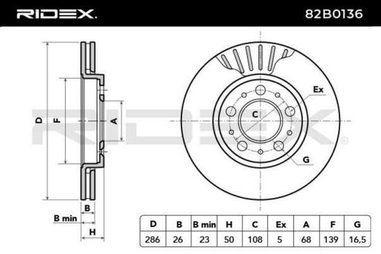 RIDEX 82B0136 2x Bremsscheiben Vorne Ø285,8mm Belüftet für VOLVO V70 II Bild RIDEX 82B0136 2x Bremsscheiben Vorne Ø285,8mm Belüftet für VOLVO V70 II