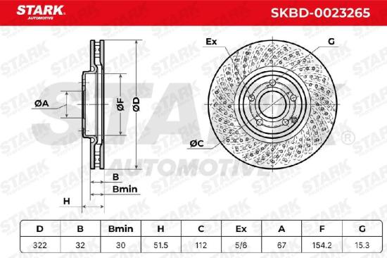 STARK SKBD-0023265 2x Bremsscheiben Vorne Ø322mm gelocht/innenbel. Bild STARK SKBD-0023265 2x Bremsscheiben Vorne Ø322mm gelocht/innenbel.