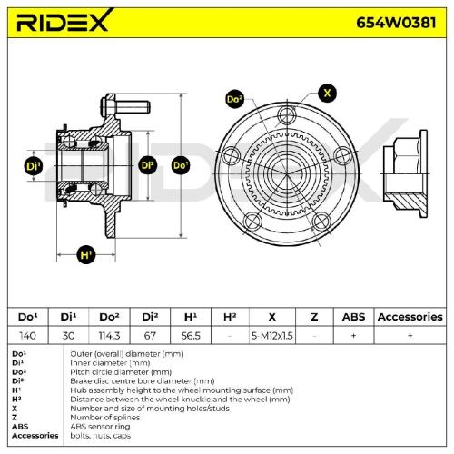 RIDEX 654W0381 Radlagersatz pro 1 Rad Hinten für MITSUBISHI Lancer VII Limousine Bild RIDEX 654W0381 Radlagersatz pro 1 Rad Hinten für MITSUBISHI Lancer VII Limousine