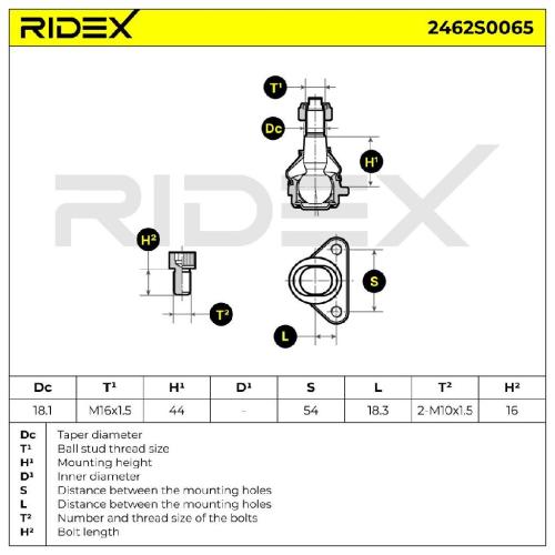 RIDEX 2462S0065 Traggelenk Führungsgelenk Vorne für VW Transporter T1II Bus Bild RIDEX 2462S0065 Traggelenk Führungsgelenk Vorne für VW Transporter T1II Bus