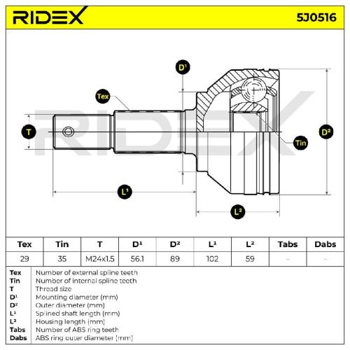 RIDEX 5J0516 Gelenksatz Antriebswelle Achswelle Vorne rechts links für NISSAN Bild RIDEX 5J0516 Gelenksatz Antriebswelle Achswelle Vorne rechts links für NISSAN