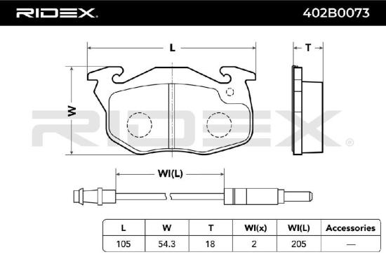 RIDEX Bremsbelagsatz Bremsbeläge Vorne passend für PEUGEOT 106 II Schrägheck Bild RIDEX Bremsbelagsatz Bremsbeläge Vorne passend für PEUGEOT 106 II Schrägheck