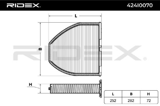 RIDEX 424I0070 Innenraumfilter Pollenfilter Aktivkohlefilter Höhe: 72 Breite: Bild RIDEX 424I0070 Innenraumfilter Pollenfilter Aktivkohlefilter Höhe: 72 Breite: