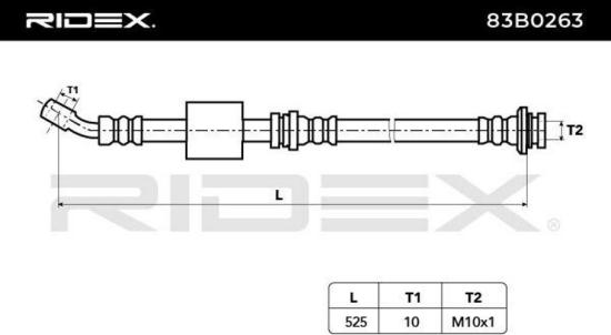 RIDEX Bremsschlauch 83B0263 VORNE rechts BREMSSCHLÄUCHE Länge: 540mm Länge: Bild RIDEX Bremsschlauch 83B0263 VORNE rechts BREMSSCHLÄUCHE Länge: 540mm Länge: