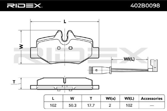 RIDEX Bremsbelagsatz Bremsbeläge Hinten passend für MERCEDES-BENZ VIANO (W639) Bild RIDEX Bremsbelagsatz Bremsbeläge Hinten passend für MERCEDES-BENZ VIANO (W639)