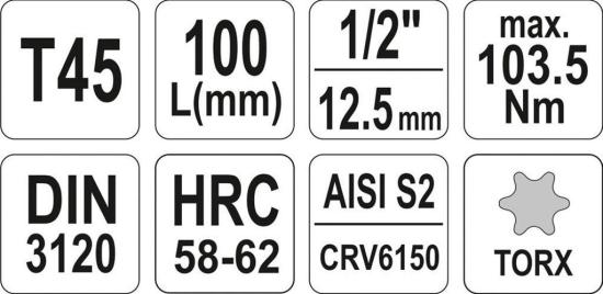 YATO YT-04325 Stecknuss T45 Bild YATO YT-04325 Stecknuss T45